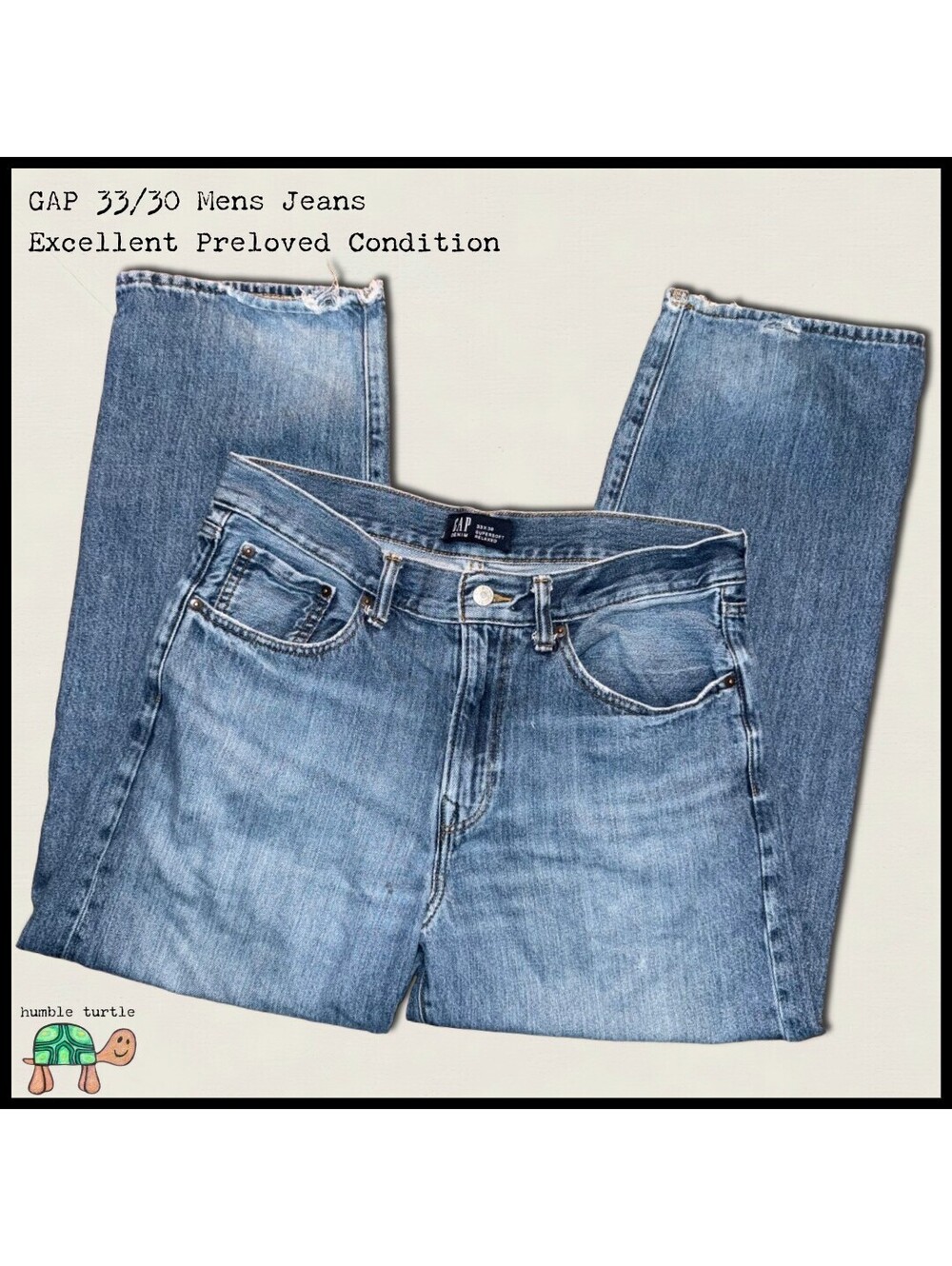 GAP Men's Super Soft Relaxed Fit Indigo Wash Jeans 33x30 | EUC
